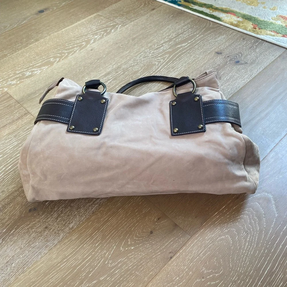 Laura Di Maggio Tan and Brown Shoulder Bag with Double Handles